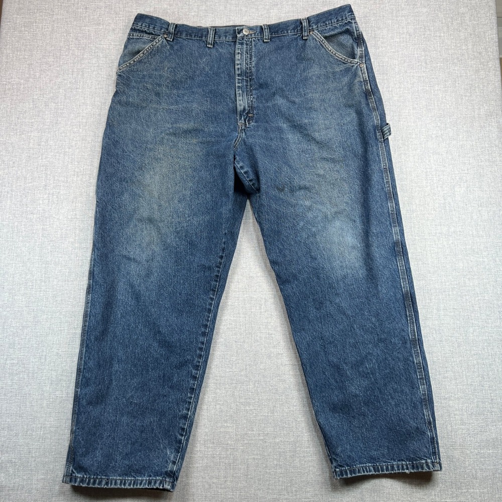 Vintage Y2K Wrangler Carpenter Jeans Men 44x30 Blue Denim Workwear Utility